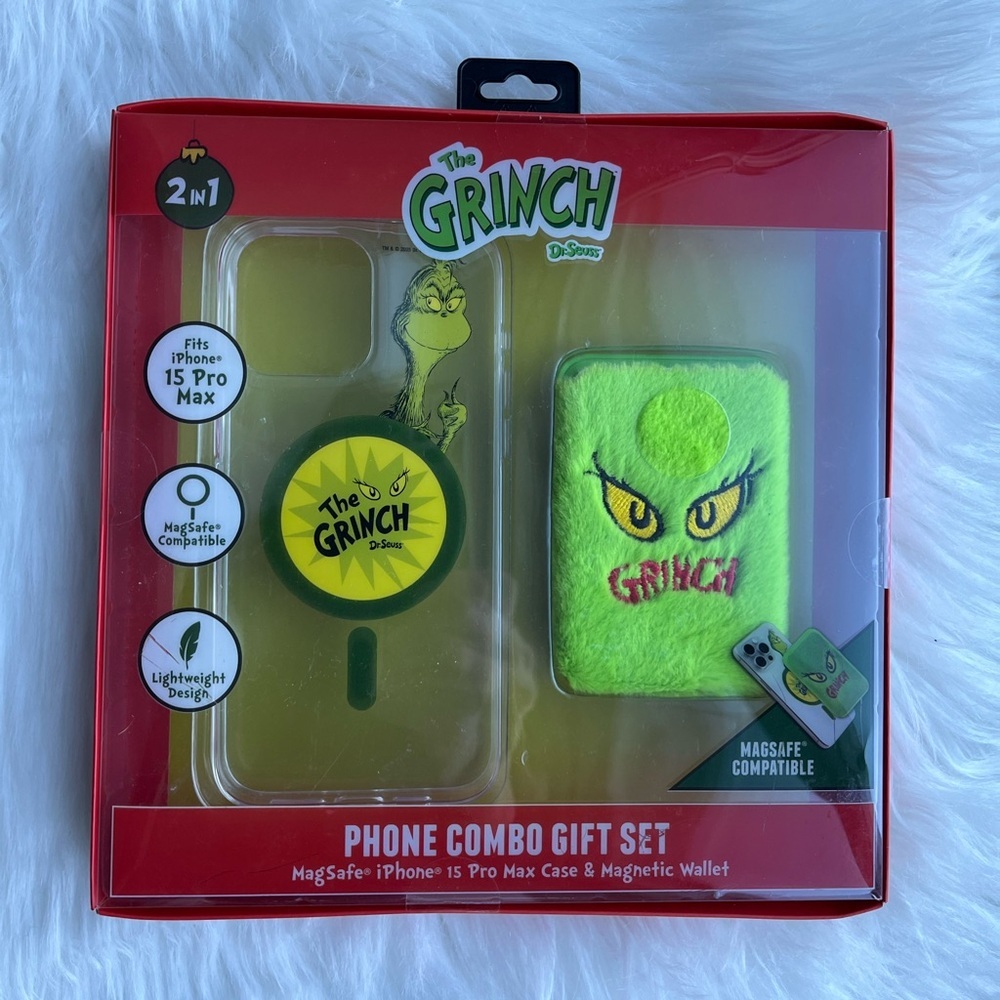 🆕 iPhone 15 Pro Max Case & Wallet the grinch Set - Green Gift Set
